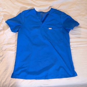 Figs Catarina One Pocket Scrub Top in Royal Blue (style # FW1000)